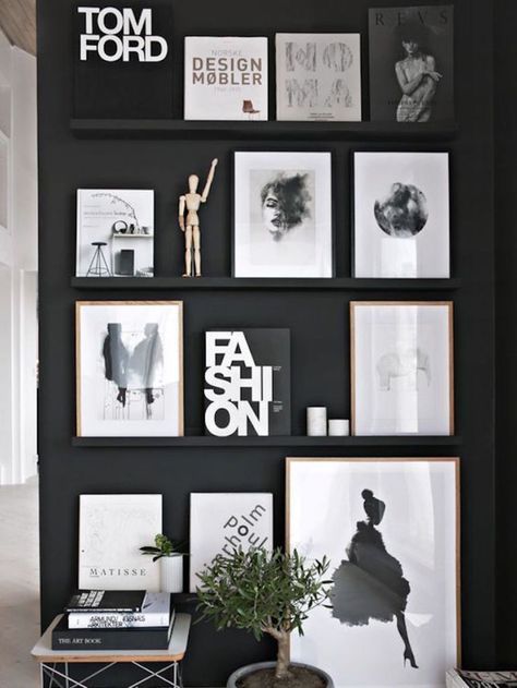 Back feature wall 16 pinterest Black Feature Wall, Feature Wall Bedroom, Paint Wall, Black And White Wall, Wall Designs, Painting Designs, Black Wall, Art Collage Wall, Trendy Wall Art