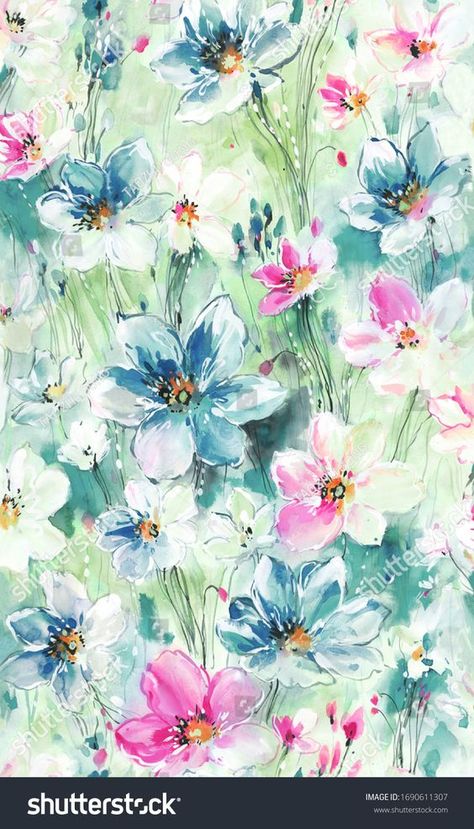 Akvarel Illustration, Watercolor Pattern Design, Watercolor Flowers Pattern, Flower Print Pattern, Textile Prints Design, Watercolor Floral Pattern, Watercolor Floral Print, Flower Art Images, Flowers Watercolor