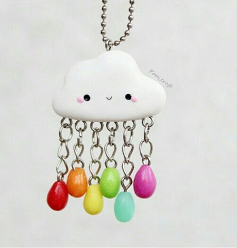 Cloud Cloud Clay, Clay Cloud, Fimo Kawaii, Clay Gifts, Kawaii Clay, How To Make Clouds, Kawaii Charms, Clay Inspo, Polymer Clay Gifts