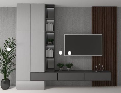 Tv Cabinet Wall Design, Grey Tv Unit, Ruang Tv, Modern Tv Unit Designs, Living Room Wall Units, Living Room Tv Cabinet, Tv Room Design, Living Room Decor Inspiration, Home Entrance Decor