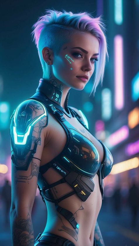 Cyberpunk Character Art Female Neon, Cyberpunk Woman Art, Future Steampunk, Neon Cyberpunk Aesthetic, Punk Character Art, Comic Outfits, Cyberpunk Women, Cyberpunk Red, Techwear Cyberpunk