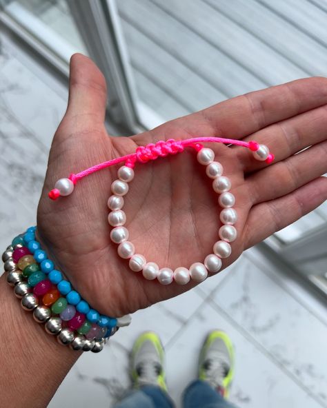 Neon Freshwater Pearl Bracelet 🩷💚 Made with Grade A freshwater pearls, threaded onto a neon cord colour of your choice; pink, lime green or orange! 🌈 A stunning bracelet to add to your stack and to bring some colour to your wrist in a subtle way ✨ Is it time to bring some colour into your life?! 🙌🏻🌈 If the answer is yes, you can tap to shop this bracelet or head over to bongobead.co.uk where there are lots more designs waiting for you! 🛍️ #pearls #pearlbracelet #bracelets #bracelet #hand... Bead Charms Diy, Beads Charms, Freshwater Pearl Bracelet, Pearl Color, Pearl Bracelet, Bracelet Making, Bead Charms, Lime Green, Freshwater Pearls