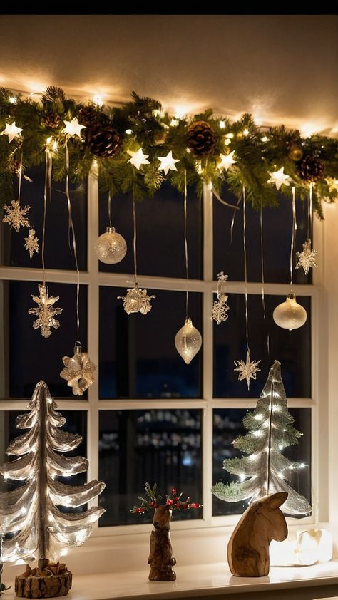 Explore stunning indoor Christmas decorations for your living room with these easy DIY ideas From large apartments to simple cheap and small houses discover effortless ways to decorate your home this holiday season Enhance your hallway kitchen and windows with creative and festive decor Christmas Living Room Window Decor, Simple Cheap Christmas Decor, Last Minute Christmas Decorations, Budget Christmas Decorations, Room Window Decor, Living Room Window Decor, Cheap Christmas Decor, Large Christmas Decorations, Budget Christmas