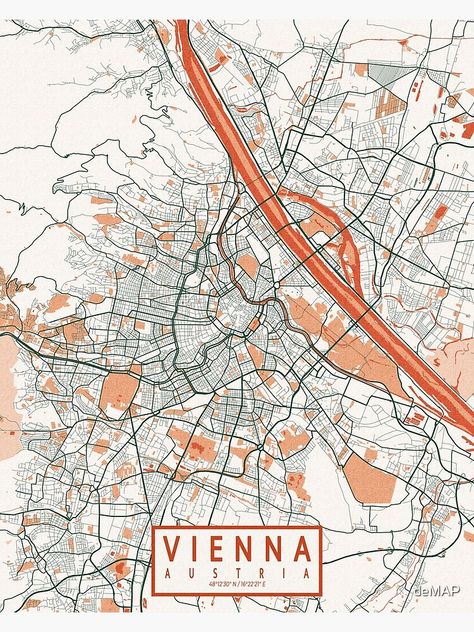 "Vienna City Map of Austria - Bohemian" Poster for Sale by deMAP | Redbubble Map Of Vienna, Bohemian Poster, Vienna Map, Otto Wagner, Vienna City, Printable Wall Collage, Poster City, Map Globe, Vienna Austria