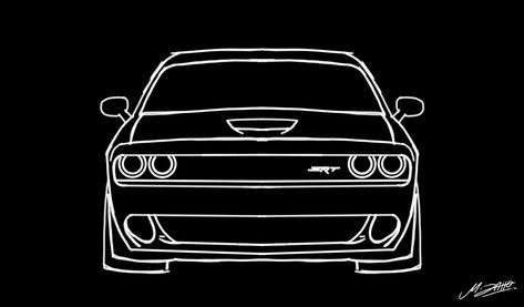 Dodge Challenger Drawing Easy, Dodge Challenger Outline, Dodge Car Drawing, Dodge Tattoo Ideas, Dodge Challenger Painting, Dodge Challenger Sketch, Dodge Sketch, Dodge Challenger Tattoo, Dodge Inktober