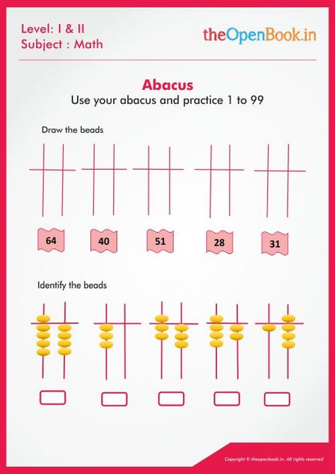 Use your abacus and practice 1 to 99 05 Math Games For Preschoolers, Abacus Worksheet, Abacus Math, Games For Preschoolers, Preschool Math Games, Kindergarten Phonics Worksheets, Kindergarten Phonics, Math Lesson Plans, Phonics Kindergarten