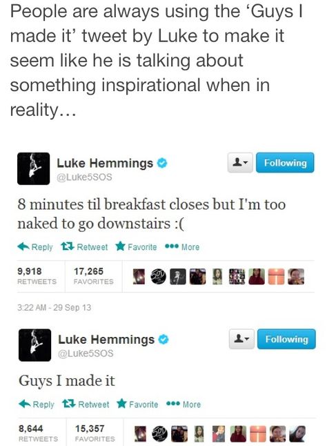 oh, luke. 5sos Tweets, 5sos Funny, 5sos Memes, 5sos Pictures, Iggy Azalea, Five Seconds Of Summer, Ashton Irwin, Michael Clifford, Calum Hood