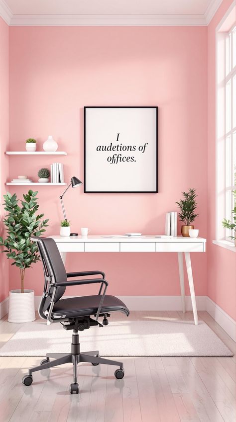 Pink Room Decor Elegant Pink Room, Pink Office Aesthetic, Pink Room Decor Ideas, Pink Home Offices, Pink Dining Rooms, Pink Accent Walls, Light Pink Walls, Room Decor Tips, Gray Furniture