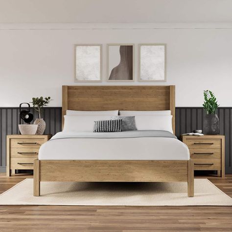 Interior Design Inspo Wood Panel Bed, Pale Oak, Bed Dresser, Console Furniture, Oak Beds, Wood Bedroom Furniture, Oak Bedroom, Sofa Storage, Dining Room Storage