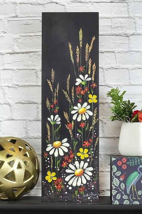 Chalk Painting, Paint Night, Pallet Art, Tole Painting, Painting Flowers, Flower Art Painting, Painting Art Projects, Color Tone, Western Art