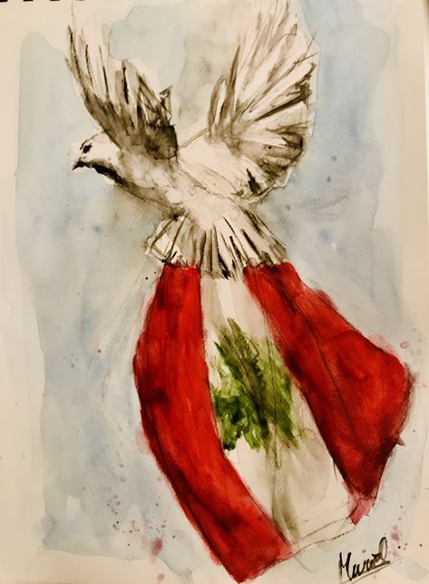 Arab Spring Art, Peace For Lebanon, Lebanon Flag Art, Freedom Art Drawings, Lebanon Drawing, Lebanon Revolution, Lebanon Painting, Lebanon Drawing Ideas, Revolution Painting