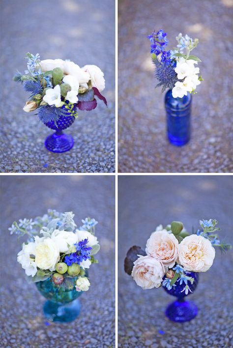 Cobalt Blue Weddings, 65th Wedding Anniversary, Cobalt Wedding, Blue Vases, Blue Centerpieces, Cobalt Blue Vase, Blue Wedding Inspiration, Royal Blue Wedding, Blue Wedding Flowers