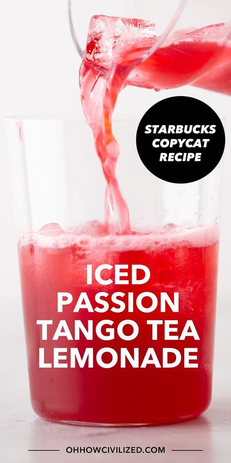 Iced Passion Tea Lemonade, Fruity Iced Tea Recipes, Iced Passion Tango Tea Lemonade, Starbucks Passion Tea Lemonade Recipe, Starbucks Iced Passion Tango Tea, Caffeinated Drinks To Make At Home, Tazo Iced Passion Tea Recipes, Starbucks Passion Tea Drinks, Tazo Passion Tea Recipes