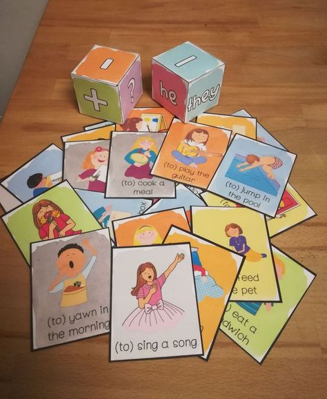 Present Simple Activities Games, Simple Present Tense Activities, Present Simple For Kids, Present Simple Form, Present Simple Negative, Teach English To Kids, Teacher Motivation, Grammar Games, Simple Present Tense