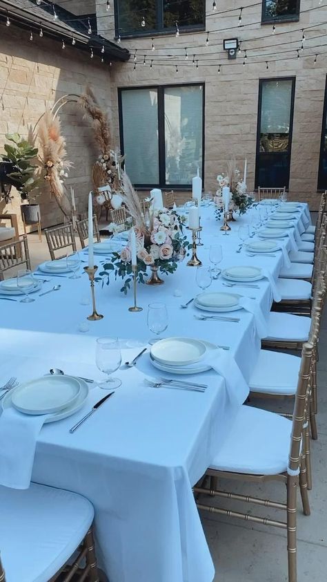 Table Setup Wedding, Party Buffet Table, Wedding Table Setup, Dinner Party Table Settings, 40th Birthday Party Decorations, Table Decor Wedding, Graduation Tables, Engagement Dinner, Video Wedding