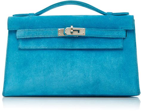 Heritage Auctions Special Collections Hermès Turquoise Veau Doblis Suede Kelly Pochette Birken Bag, Blue Closet, Turquoise Handbags, Hermes Purse, Turquoise Bag, Handbags Blue, Suede Handbag, Tartan Fashion, Tennis Bags