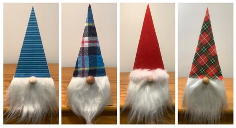 Yarn Gnome Beard Diy, Wooden Gnomes Ideas, Diy Wooden Gnomes, Wooden Gnomes Diy How To Make, Gnomes Beard Diy, Wood Gnomes, Wooden Gnomes, Diy Beard, Christmas Scrapbook Paper