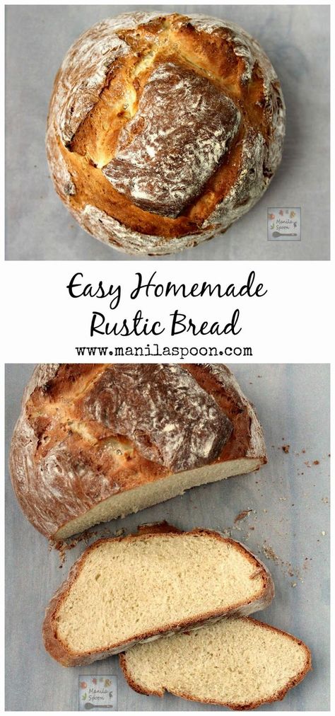 An easy and delicious recipe for homemade rustic bread even for the most inexperienced baker. Homemade Rustic Bread, Easy Rustic Bread, Rustic Bread Recipe, Rustic Loaf, Cottagecore Recipes, Rustic Bread, Baking Stone, Loaf Recipes, Italian Bread