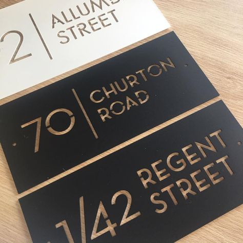 Custom House Numbers | Address Signs | Lisa Sarah - LisaSarah Steel Designs NZ Street Number Sign, House Number Plates, House Name Signs, Name Plate Design, Elegant Doors, Custom House Numbers, Board Signs, Engraving Ideas, Entrance Gates Design