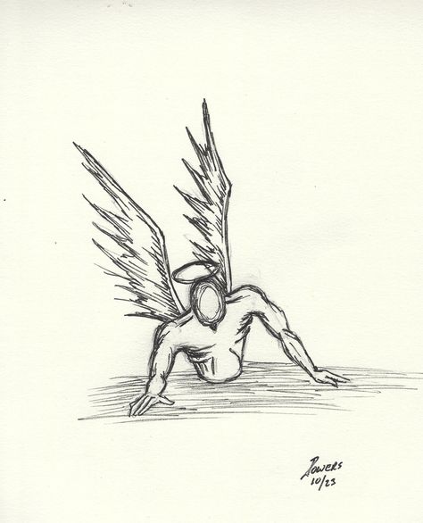 Falling Angel Drawing, Fallen Angel Art Draw, Fallen Angel Drawing Pencil, The Fallen Angel Sketch, Fallen Angel Art Print, The Fallen Angel, Angel Drawing, Troubled Times, Fallen Angel