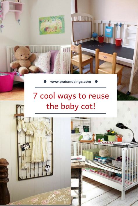 Here are some cool ways to reuse a baby cot. Crib Makeover, Upcycle Baby, Toddler Desk, Crib Spring, Old Baby Cribs, Ikea Baby, Kids Cot, Old Cribs, Baby Bumper