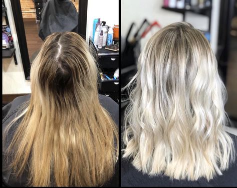 Blonde Refresh Before And After, Balayage Hair Blonde Before And After, Blonde To Balayage Before And After, Blonde Hair Before And After, Blonde Toner Before And After, Blonde Before And After, Tone Down Blonde Hair Before And After, Hair Before And After, Before And After Blonde Hair