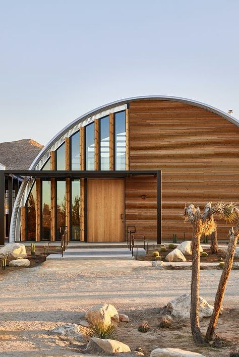 Quonset House, Quonset Homes, Quonset Hut Homes, Quonset Hut, Joshua Tree California, Passive Design, Small Space Design, Mid Century Architecture, Desert Landscaping