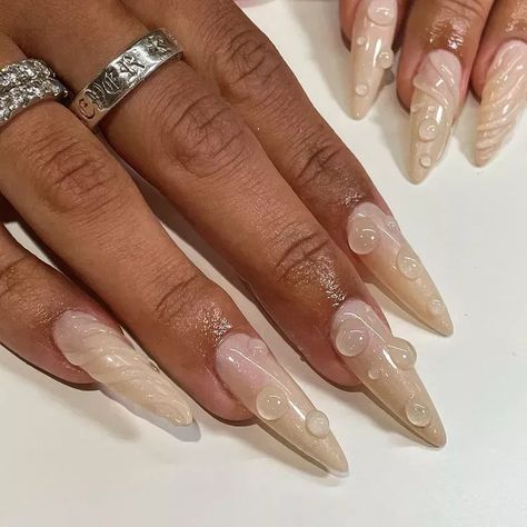 Beige Nail Designs, Drop Nails, Neutral Manicure, Beige Nail, Beige Nails Design, Water Nails, Beige Nails, Cream Nails, Pretty Gel Nails