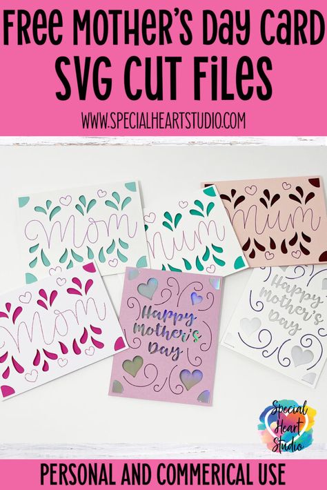 Mother Days Cards, Free Mothers Day Cards, Mothers Day Card Template, Cricut Birthday Cards, Cricut Birthday, Mother Card, Joy Cards, Silhouette Cards, Card Svg