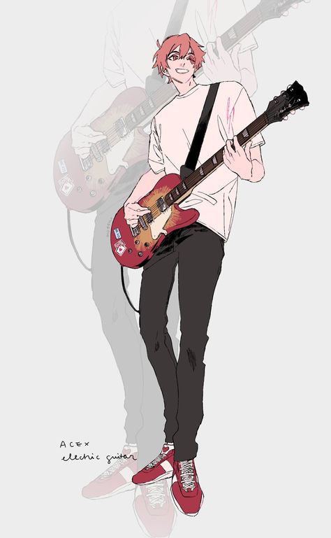 Guitar Pose Reference Drawing, Guitar Pose Reference, Drawing Guitar, Guitar Pose, Guitarist Art, Electric Guitar Art, Pose Reference Drawing, Poses Manga, Guitar Drawing