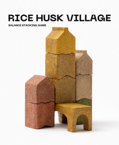 RICE HUSK VILLAGE on Behance Waste Material Products, Eco Packaging Design, Recycle Design, Rice Husk, Material Research, Sustainable Toys, Eco Friendly Art, Eco Packaging, Visual Identity Design