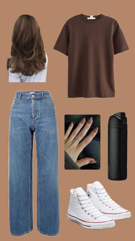 Brown Tshirt Outfit, Tshirt And Jeans Outfit, Tshirt And Jeans, Jeans And T Shirt Outfit, Outfit Brown, Tshirt Outfit, Brown Tshirt, Jeans Outfit, Work Week