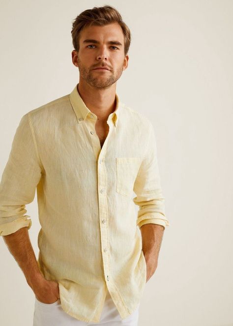 Yellow Shirt Outfit Men, Yellow Shirt Men, Yellow Shirt Outfit, Linen Shirt Outfit, Yellow Shirt Dress, Western Outfits Men, Shirt Outfit Men, Outdoor Garden Ideas, Mens Casual Outfits Summer