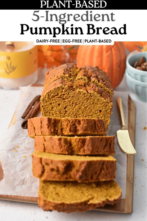 5-Ingredient Pumpkin Bread (Vegan) - The Conscious Plant Kitchen Wfpb Bread, Holiday Baking Treats, Fall Recipes Baking, Butternut Squash Bread, Conscious Plant Kitchen, Go Vegetarian, Vegan Pumpkin Bread, Healthy Pumpkin Bread, Pumpkin Spice Bread