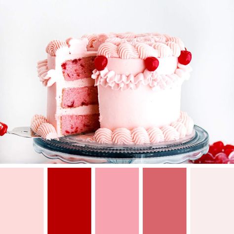 Cake Color Palette, Japanese Strawberry Shortcake, Cherry Chip Cake, Three Milk Cake, Strawberry Parfait, Pink Frosting, Milk Cake, Colour Ideas, Rose Rouge