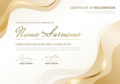 Certificate Format, Award Template, Certificate Design Template, Gold Certificate, Awards Certificates Template, Vector Gradient, Award Certificates, Certificate Design, Gold Picture Frames