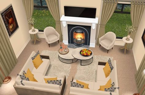 Play Together Game House Design, Sims Freeplay Living Room Ideas, Sims Freeplay Room Ideas, The Sims Freeplay Houses Ideas Design, Sims Freeplay House Ideas, Sims 4 Living Room, Casas The Sims Freeplay, Living Room Sims 4, House Flipper