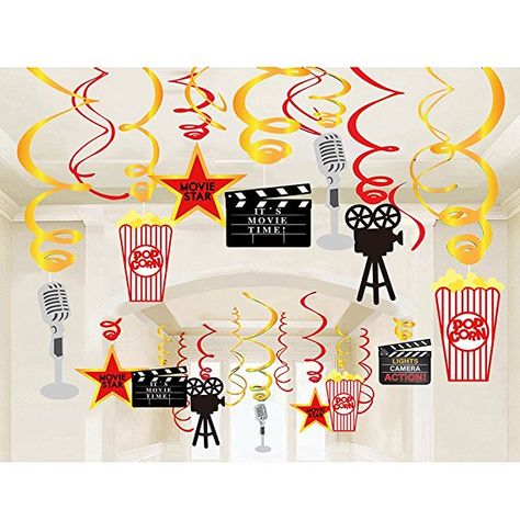 Hollywood Movie Party Decorations Hanging Swirl - Birthday Party/Ceiling Streamers Movie Night Party Supplies(30pcs) Movie Theme Party Decorations, Streamers Backdrop, Movie Party Decorations, Ceiling Streamers, Streamer Backdrop, Movie Themed Party, Movie Night Party, Hollywood Movie, Movie Themes