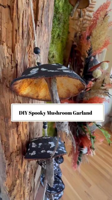 Copper Mushroom Diy, Diy Fall Mushroom Decor, Faux Mushrooms Diy, Mushroom Garland Diy, Diy Mushroom Garland, Diy Mushroom Ornaments, Mushroom Ornaments Diy, Elk Aesthetic, Diy Forest Decor