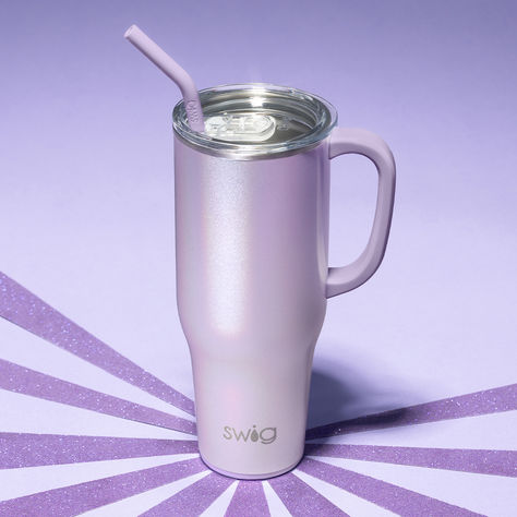 #swiglife #pixie #40oz #holographic #purpletumbler Mega Mug, Silicone Coasters, Iridescent Purple, Local Gifts, 9 Hours, Capri Blue, Mom Boss, Plastic Straw, Purple Glitter