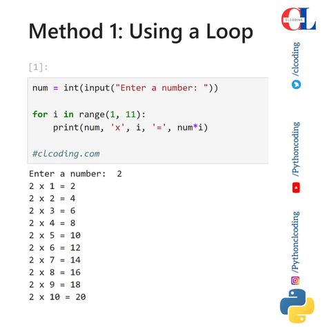 Coding In Python, Python Coding, Computer Course, Coding Lessons, Basic Computer Programming, Multiplication Tables, Learn Computer Science, Basic Computer, Learn Computer