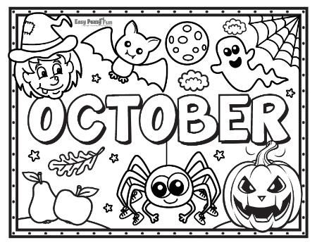 Looking for some fun Halloween coloring pages for kids? Embrace the spooky spirit of Halloween in October's months of the year coloring pages, featuring ghoulishly delightful characters and jack-o'-lanterns that awaken your kids' inner artist. Cute Coloring Pages Halloween, Halloween Preschool Activities Free Printable Free, October Printables For Kids, Halloween Printable Coloring Pages, May Coloring Pages For Kids, Printable Coloring Sheets For Adults, Halloween Free Coloring Pages, Halloween For Kindergarten, Manners Coloring Pages