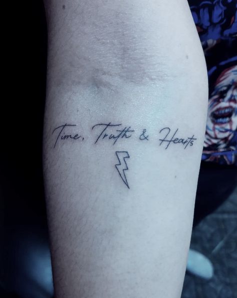 The Killers Lyrics Tattoos, The Killers Tattoo Ideas, The Killers Tattoo, Perspective Tattoos, Hearts Tattoo, Lyric Tattoos, The Killers, Band Tattoo, Tattoo Inspo