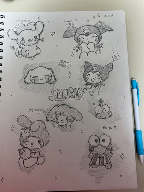 Sanrio Drawing, Disturbing Art, Some Drawings, Gothic Girl, Cute Easy Doodles, Kitty Drawing, Hello Kitty Drawing, Sketches Tutorial, Easy Doodle Art