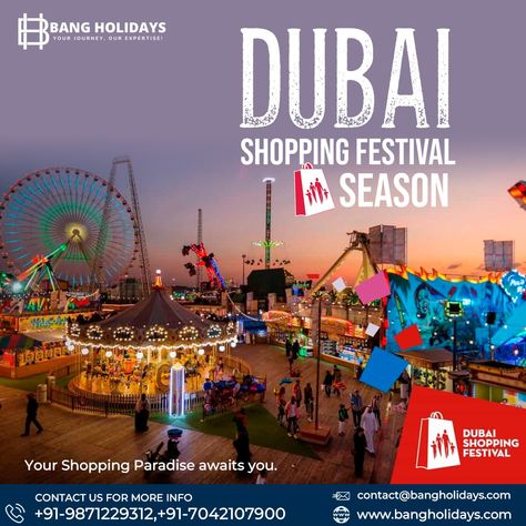 Experience Dubai's Shopping Festival like never before! 🛍️✨ Dive into a world of luxury, glamour, and endless shopping opportunities with Fiesta Travels. From towering malls to bustling souks, immerse yourself in the ultimate retail therapy experience. . Plan your Dubai trip today and discover why this festival is a shopper's paradise! . 𝐂𝐨𝐧𝐭𝐚𝐜𝐭 𝐮𝐬 📱+𝟗𝟏𝟗𝟖𝟕𝟏𝟐𝟐𝟗𝟑𝟏𝟐 ,+𝟗𝟏 𝟗𝟕𝟏𝟏𝟗𝟎𝟓𝟒𝟒𝟒 📧contact@bangholidays.com 🌎www.bangholidays.com . #bangholidays #DubaiShopping #DubaiShoppingFestival #MyDubai #Vi... Dubai Shopping Festival, Dune Desert, Dubai Trip, Desert Safari, Dubai Shopping, Visit Dubai, Dubai Travel, Festival Posters, Vacation Packages