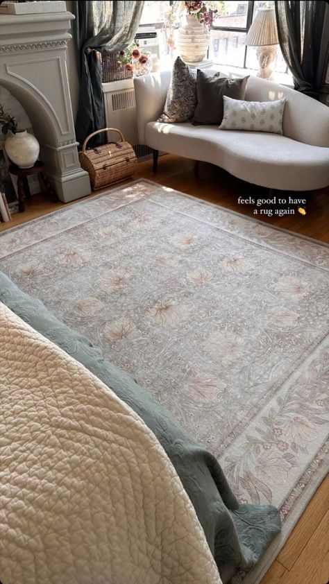 Morris And Co Rug, Pimpernel Wallpaper Bedroom, Ruggable Morris And Co, Pimpernel Wallpaper Bathroom, Blush Rug, Morris & Co. Pimpernel Jade Rug, Bedroom Area Rug, Scandinavian Home, Washable Area Rugs