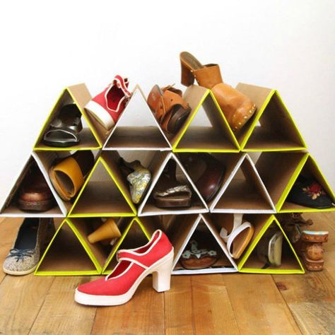 12 Brilliant Ways to Reuse Cardboard Boxes Rak Sepatu Diy, Entryway Closets, Shoe Organization Diy, Space Saving Shoe Rack, Carton Diy, Diy Shoe Storage, Closet Diy, Diy Shoe Rack, Diy Shoe