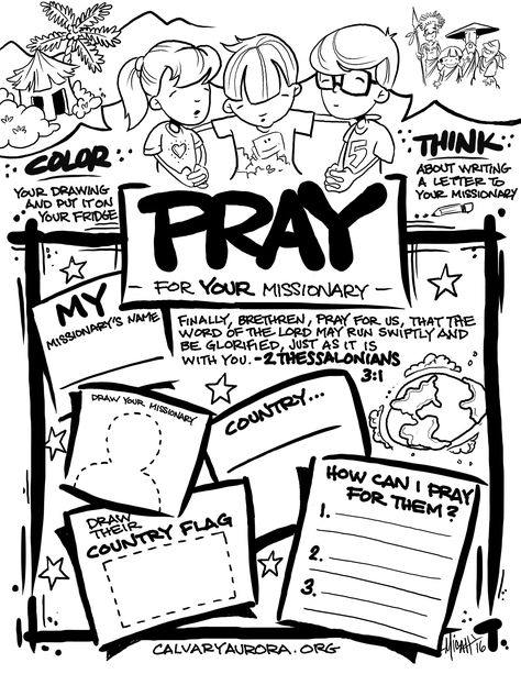 Children's missionary prayer pages. Missions Conference, Christian Missions, Prayers For Children, Sermon Notes, Kids Ministry, Church Activities, Church Crafts, Ministry Ideas, Bible Activities