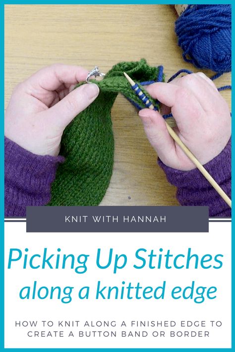 Picking Up Stitches Along A Knitted Edge - Knit With Hannah Kfb In Knitting, Cast Off Knitting, Knitting Symbols, Types Of Knitting Stitches, Casting Off Knitting, Knitting Abbreviations, Advanced Knitting, Knitting Hacks, Knitting Fashion