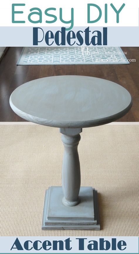 Easy DIY Pedestal Accent Table | Remodelaholic.com Diy Pedestal, Diy Home Decor For Apartments, Diy Side Table, Diy End Tables, Furniture Side Tables, Plywood Furniture, Pedestal Table, Couch Furniture, Redo Furniture